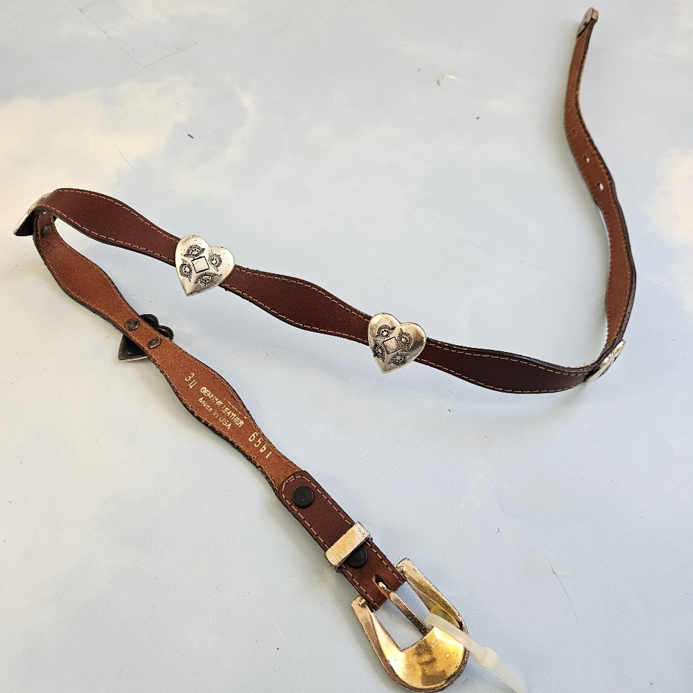 American Vintage Brown Leather Belt with Silver Accents - Picture 9 of 16